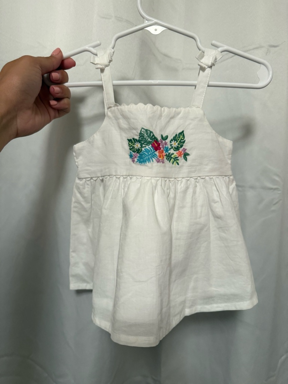 wonder nation White Tank Top with Colorful Floral Embroidery